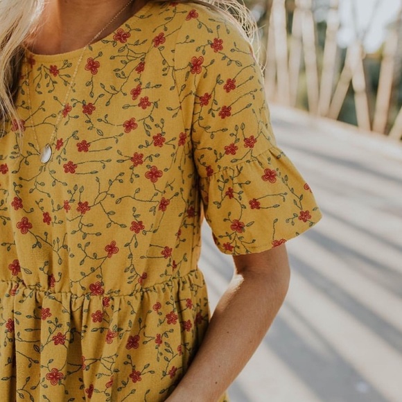 Roolee Dresses & Skirts - NWT Roolee mustard floral dress